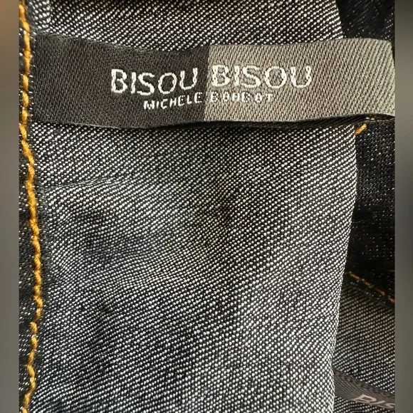 NWOT Y2K Bisou Bisou Denim Sleeveless Button-Up Halter Top Vest Belt Size Large - Picture 5 of 5